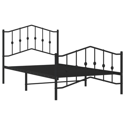 Estrutura de cama com cabeceira e pés 100x190 cm metal preto