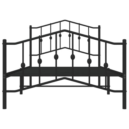 Estrutura de cama com cabeceira e pés 100x190 cm metal preto