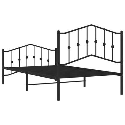 Estrutura de cama com cabeceira e pés 100x190 cm metal preto