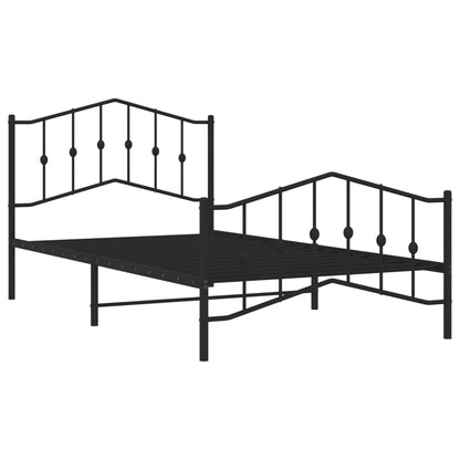 Estrutura de cama com cabeceira e pés 107x203 cm metal preto