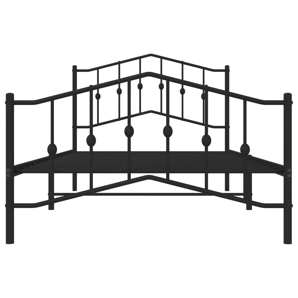 Estrutura de cama com cabeceira e pés 107x203 cm metal preto