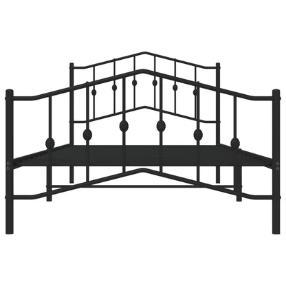 Estrutura de cama com cabeceira e pés 107x203 cm metal preto