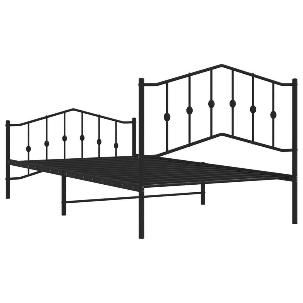 Estrutura de cama com cabeceira e pés 107x203 cm metal preto