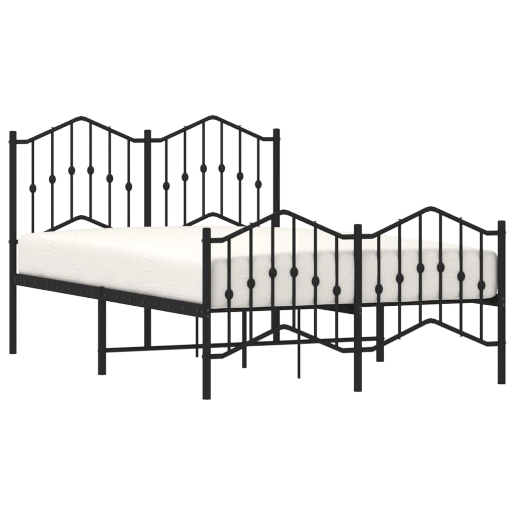 Estrutura de cama com cabeceira e pés 120x190 cm metal preto