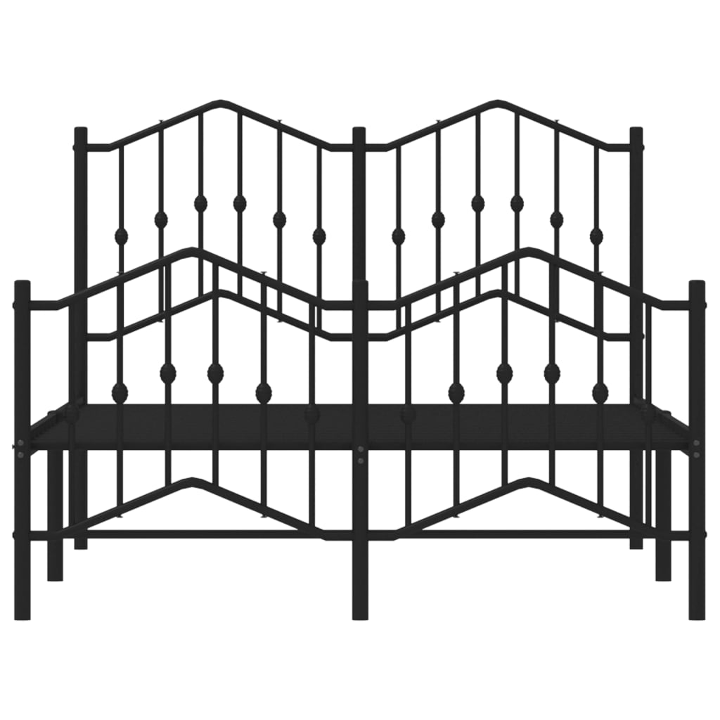 Estrutura de cama com cabeceira e pés 120x190 cm metal preto