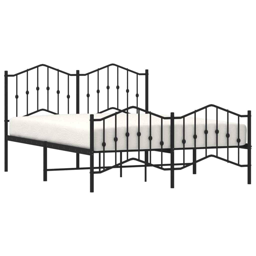 Estrutura de cama com cabeceira e pés 135x190 cm metal preto