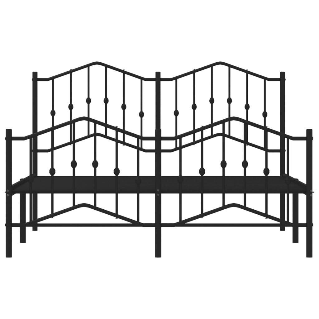 Estrutura de cama com cabeceira e pés 135x190 cm metal preto