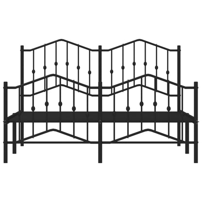 Estrutura de cama com cabeceira e pés 135x190 cm metal preto