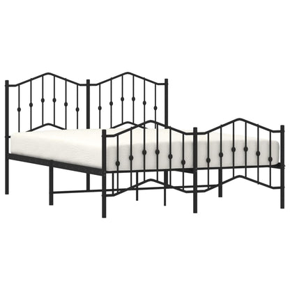 Estrutura de cama com cabeceira e pés 140x190 cm metal preto