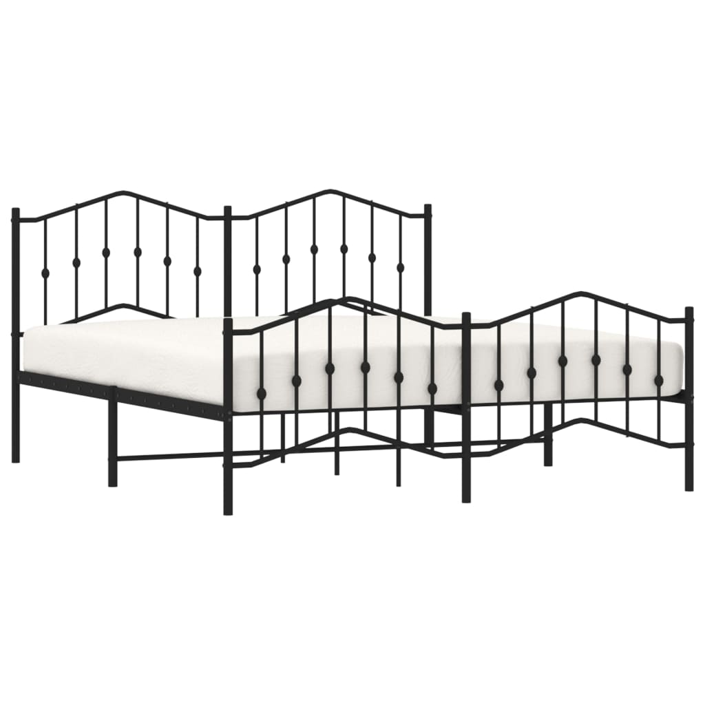 Estrutura de cama com cabeceira e pés 180x200 cm metal preto