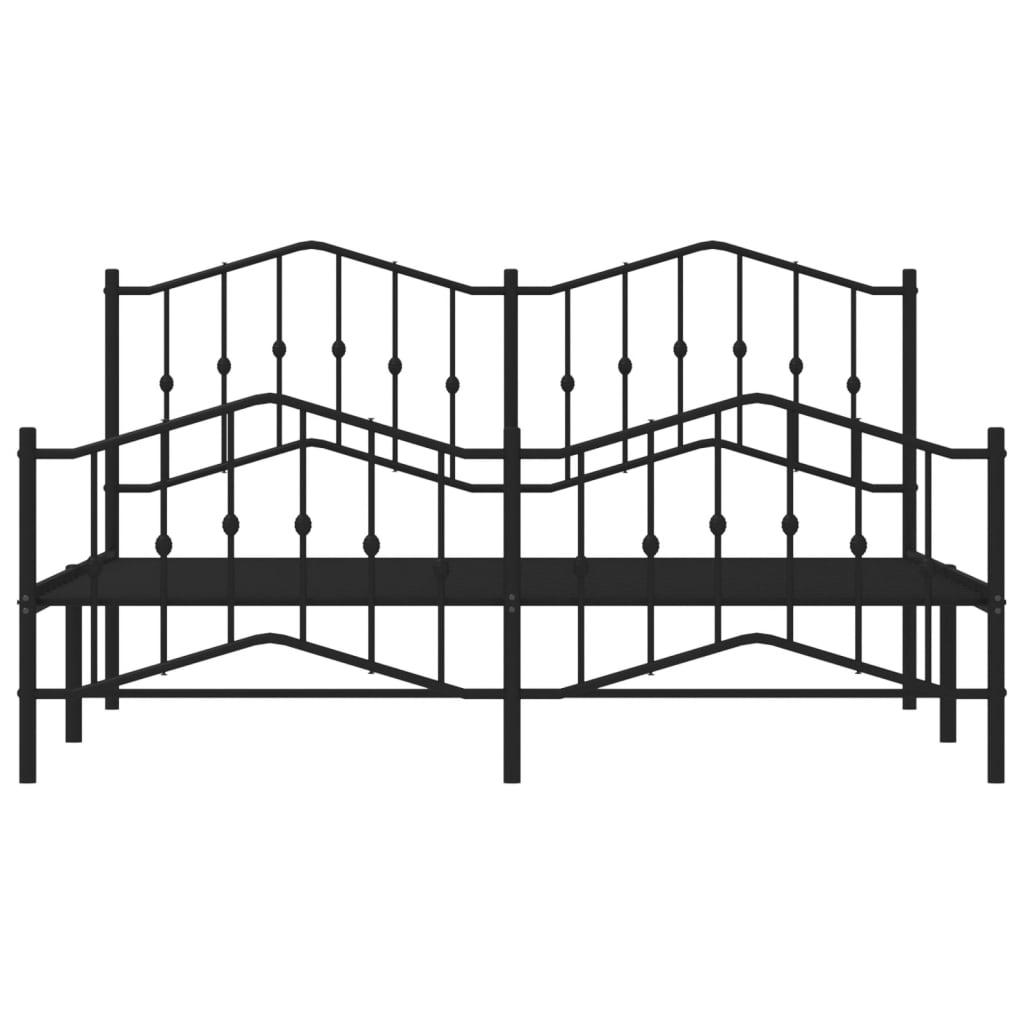 Estrutura de cama com cabeceira e pés 180x200 cm metal preto