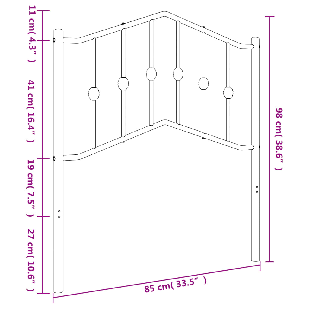 Cabeceira de cama 80 cm metal preto