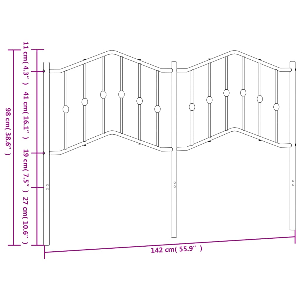 Cabeceira de cama 135 cm metal preto