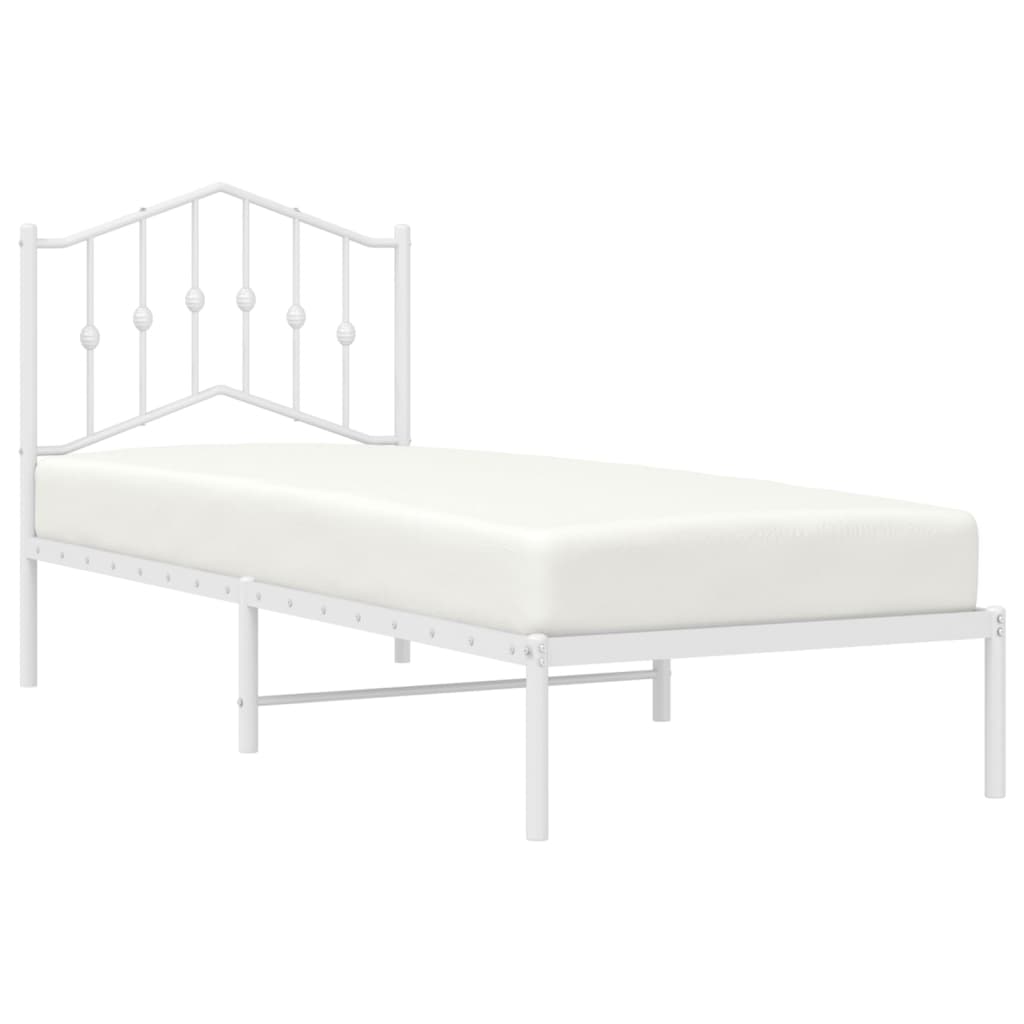 Estrutura de cama com cabeceira 90x190 cm metal branco