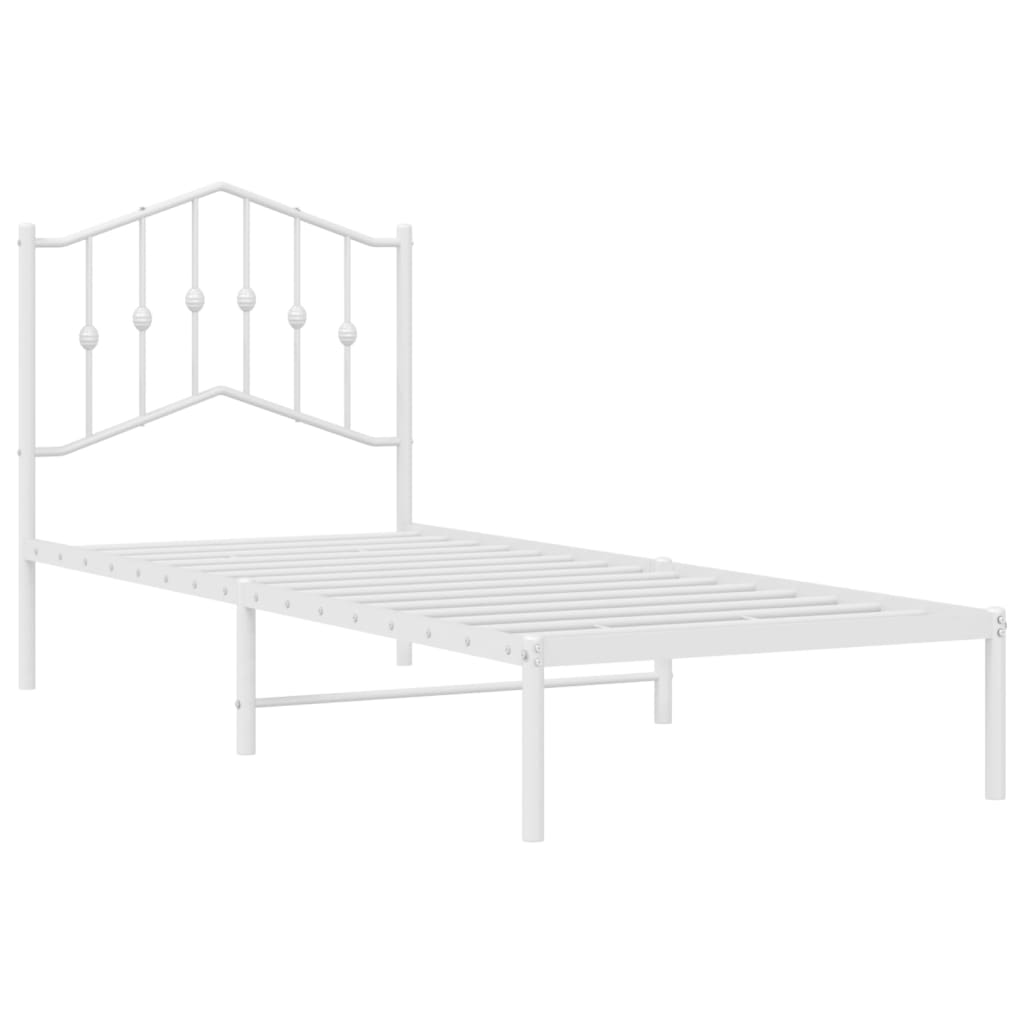 Estrutura de cama com cabeceira 90x190 cm metal branco