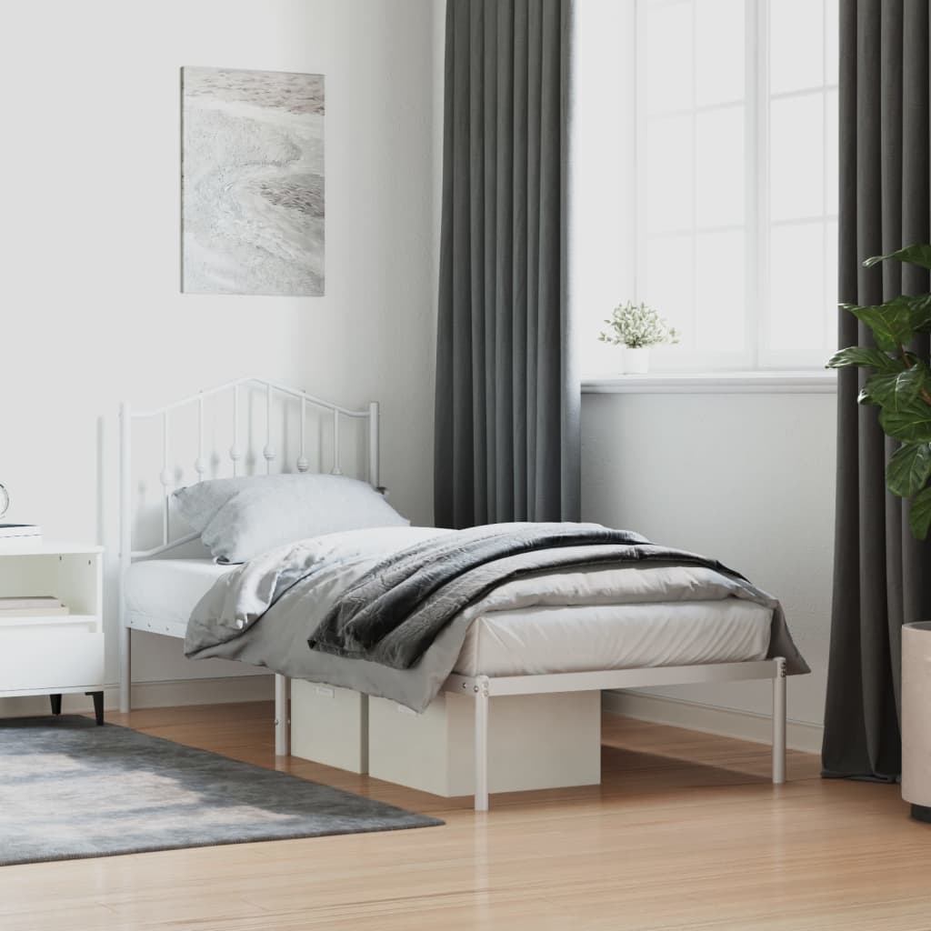 Estrutura de cama com cabeceira 90x190 cm metal branco