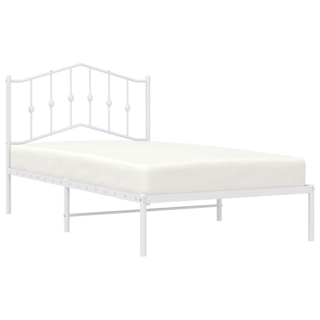 Estrutura de cama com cabeceira 100x190 cm metal branco