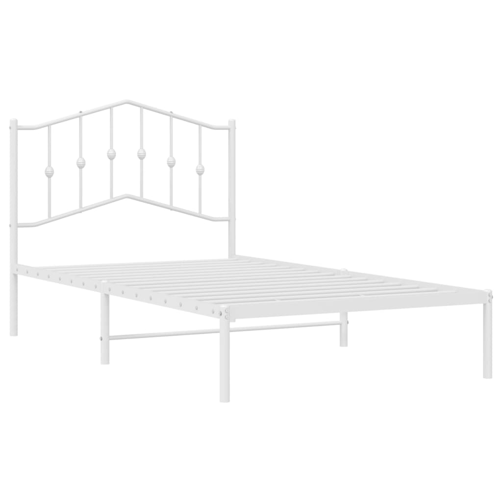 Estrutura de cama com cabeceira 100x190 cm metal branco