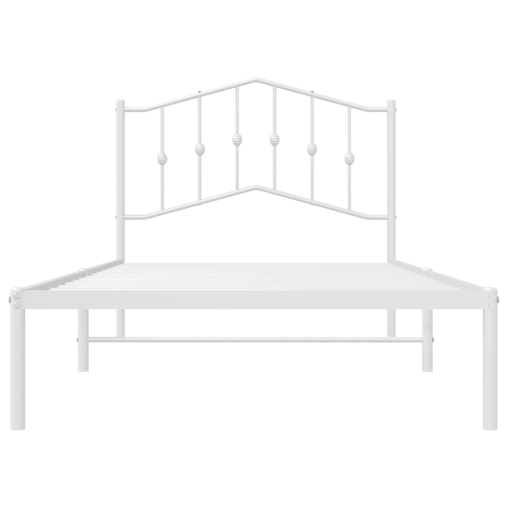 Estrutura de cama com cabeceira 100x190 cm metal branco