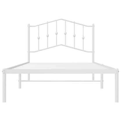 Estrutura de cama com cabeceira 100x190 cm metal branco