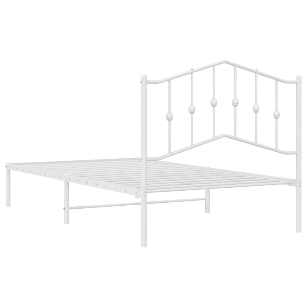 Estrutura de cama com cabeceira 100x190 cm metal branco