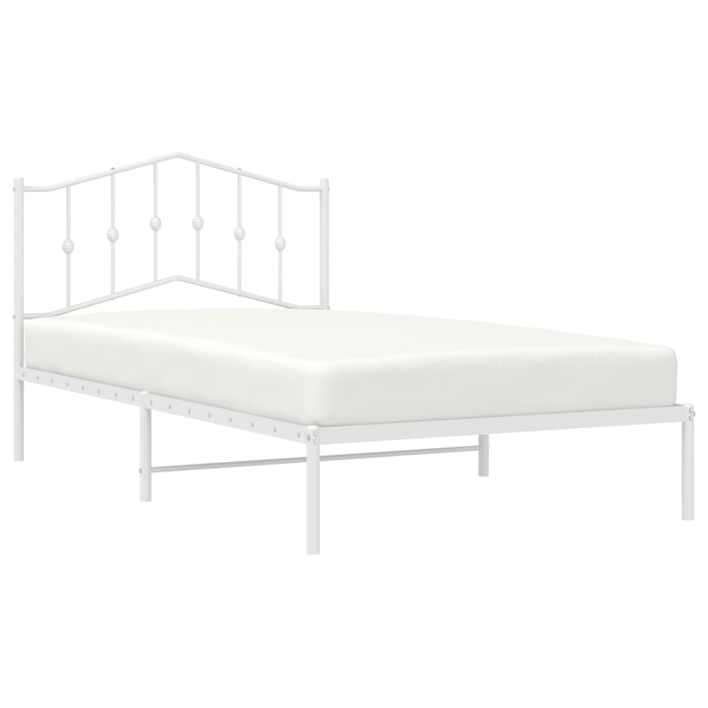 Estrutura de cama com cabeceira 100x200 cm metal branco