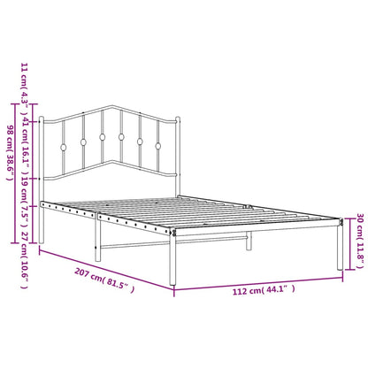 Estrutura de cama em metal com cabeceira 107x203 cm branco