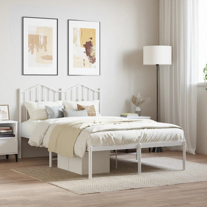 Estrutura de cama com cabeceira 120x190 cm metal branco