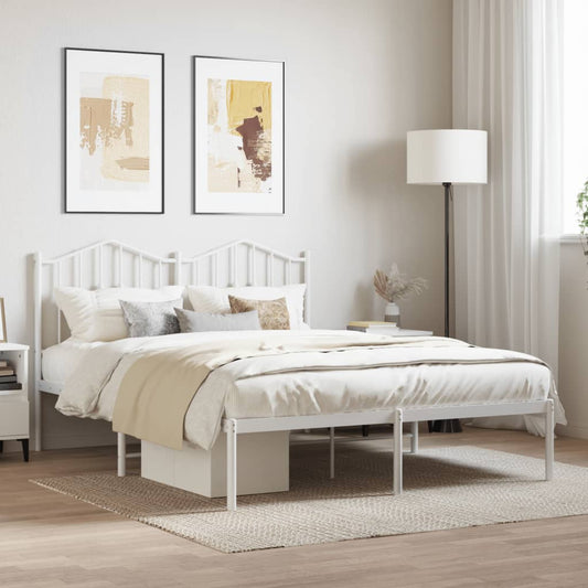 Estrutura de cama com cabeceira 140x190 cm metal branco