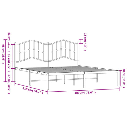 Estrutura de cama com cabeceira 183x213 cm metal branco