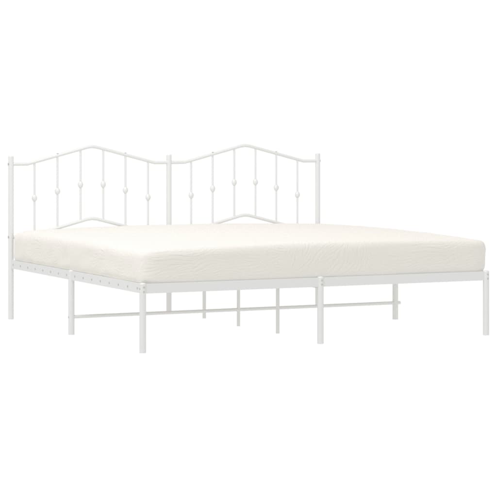 Estrutura de cama com cabeceira 193x203 cm metal branco