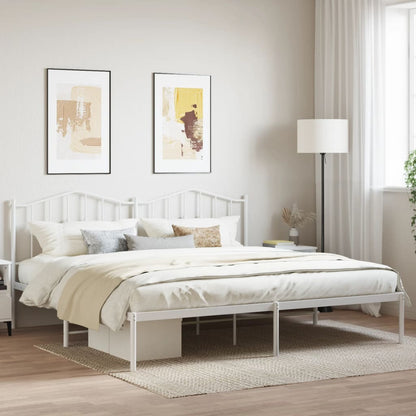 Estrutura de cama com cabeceira 193x203 cm metal branco