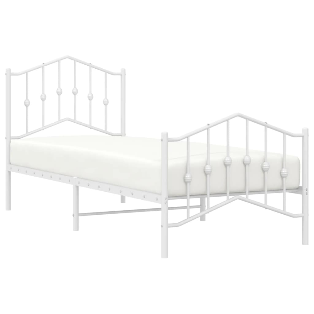 Estrutura de cama com cabeceira e pés 80x200 cm metal branco