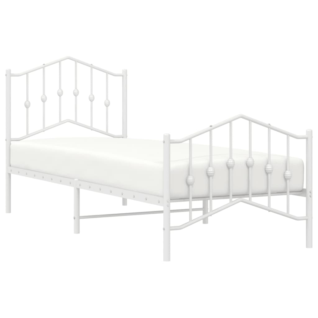 Estrutura de cama com cabeceira e pés 90x190 cm metal branco