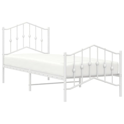 Estrutura de cama com cabeceira e pés 90x190 cm metal branco