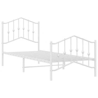 Estrutura de cama com cabeceira e pés 90x190 cm metal branco