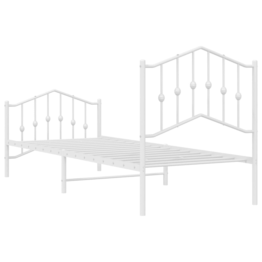 Estrutura de cama com cabeceira e pés 90x190 cm metal branco