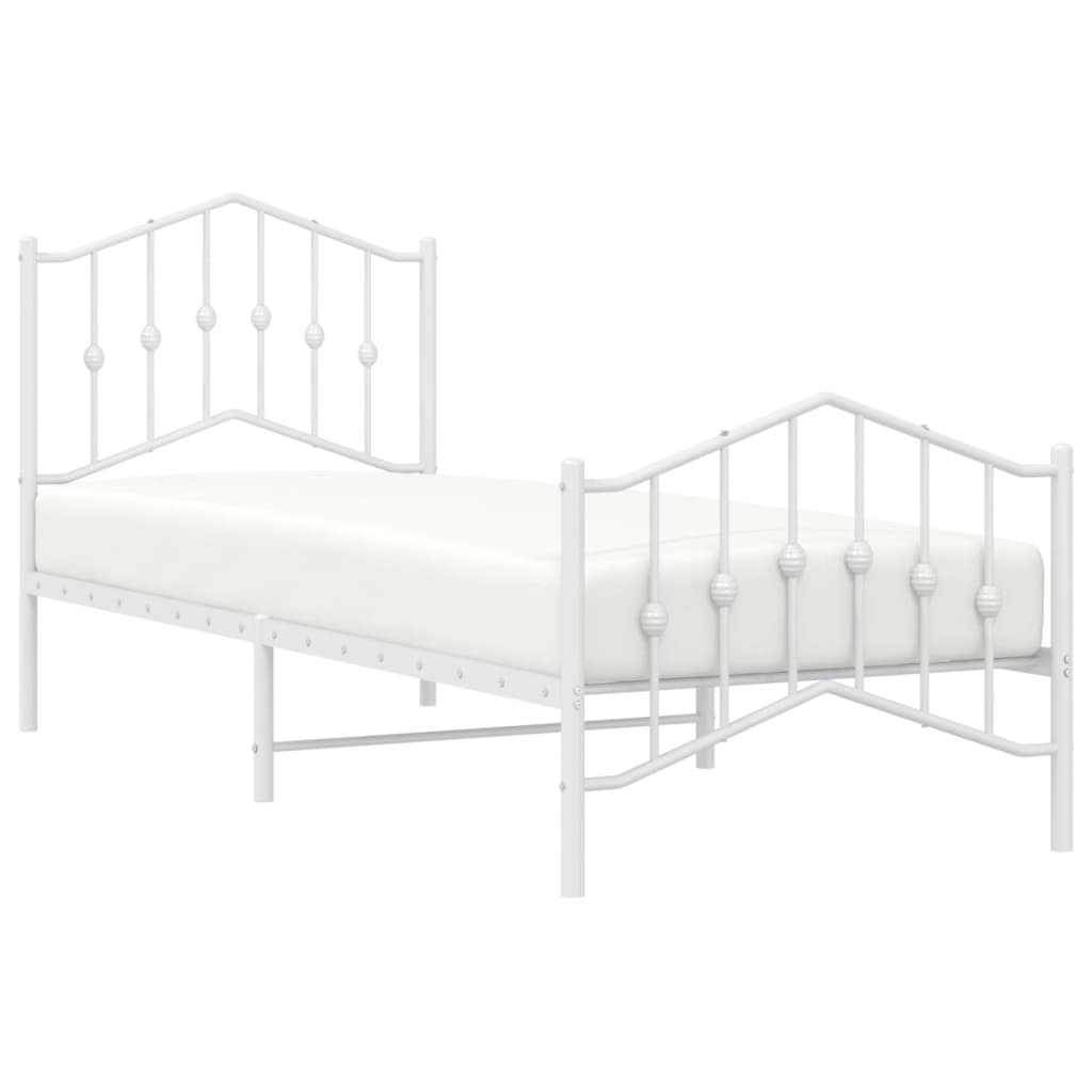 Estrutura de cama com cabeceira e pés 90x200 cm metal branco