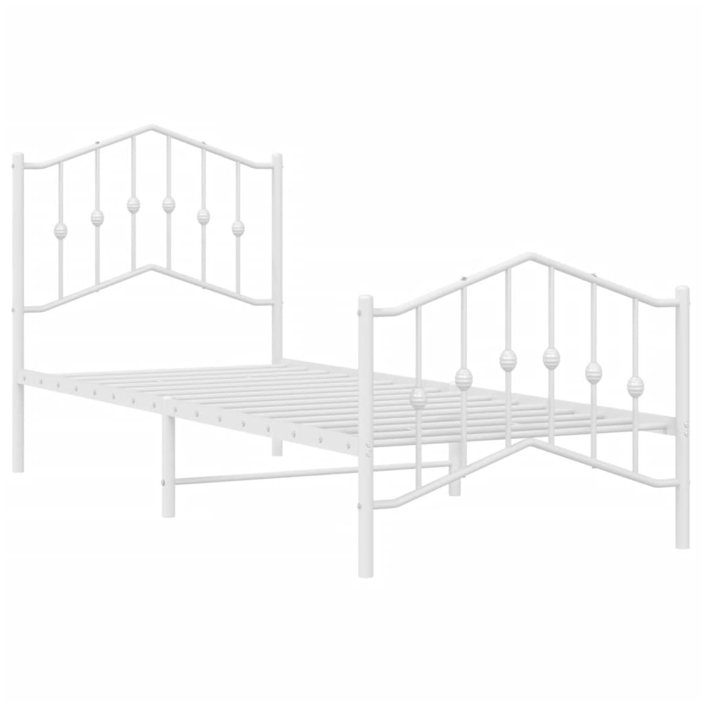 Estrutura de cama com cabeceira e pés 90x200 cm metal branco