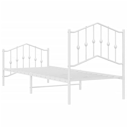 Estrutura de cama com cabeceira e pés 90x200 cm metal branco