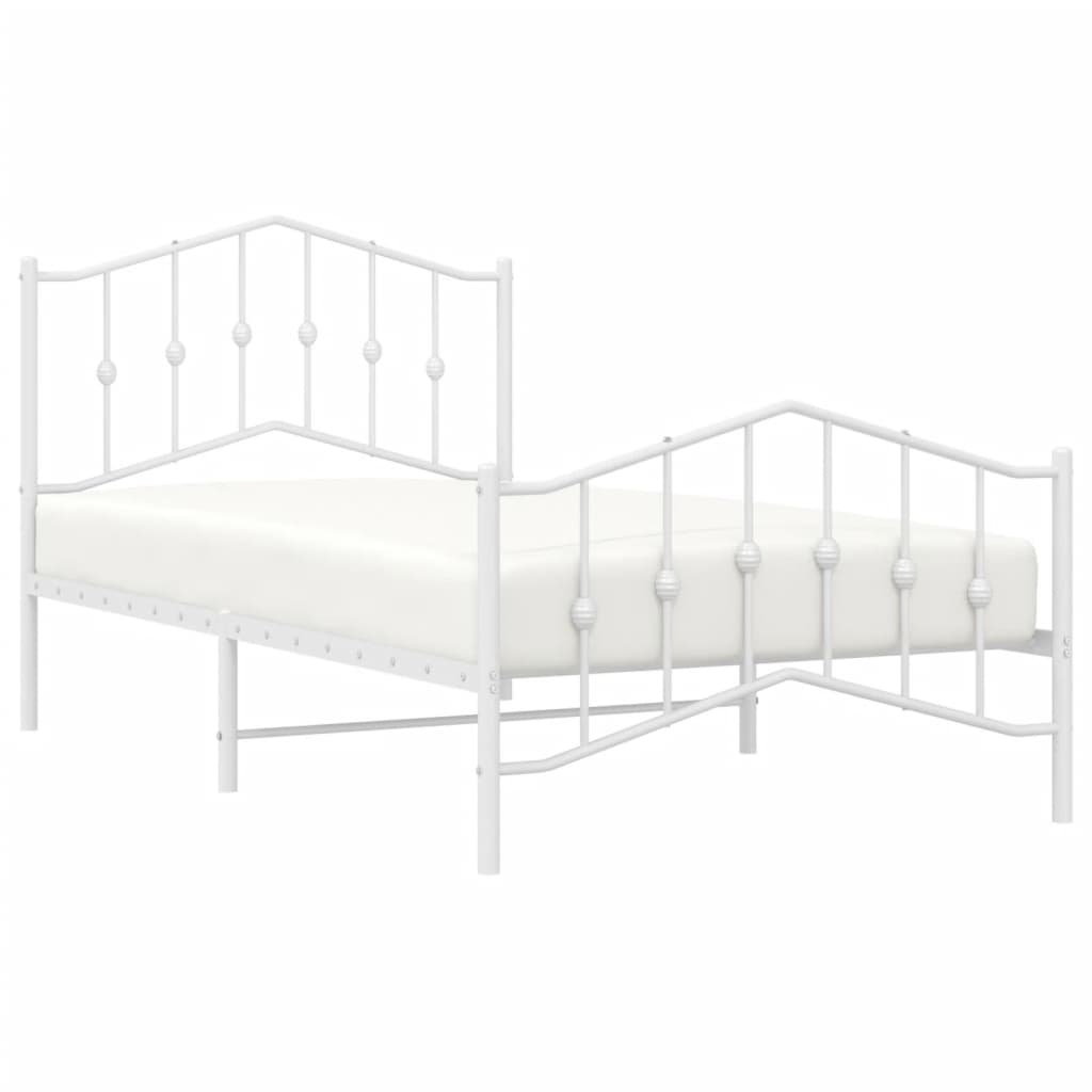 Estrutura de cama com cabeceira e pés 100x190 cm metal branco