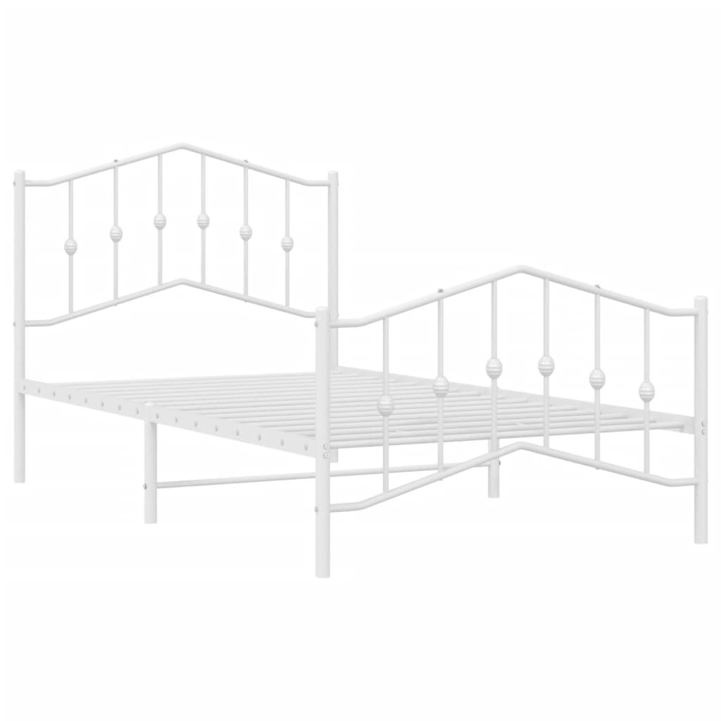 Estrutura de cama com cabeceira e pés 100x190 cm metal branco