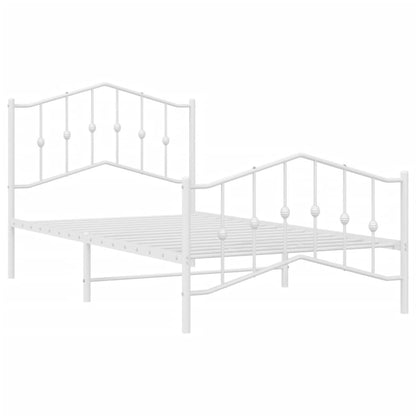 Estrutura de cama com cabeceira e pés 100x190 cm metal branco