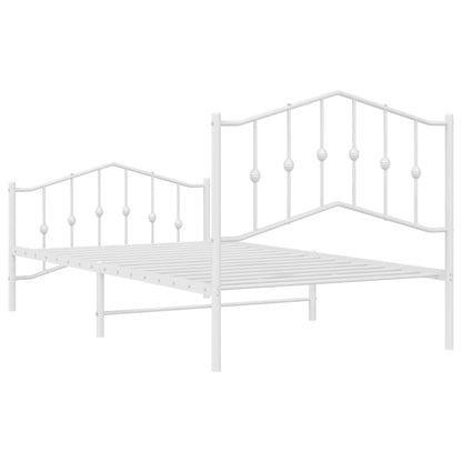 Estrutura de cama com cabeceira e pés 100x190 cm metal branco