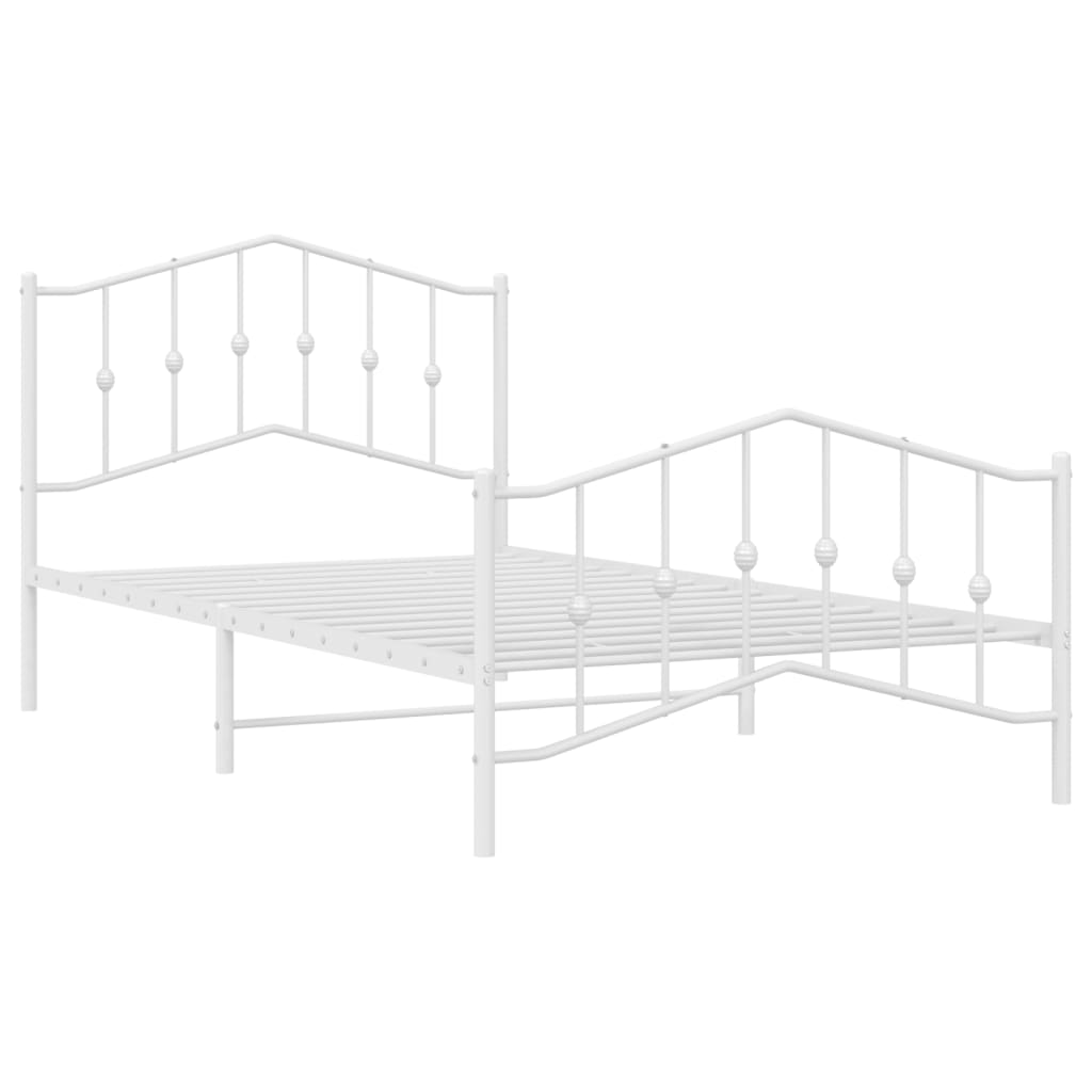 Estrutura de cama com cabeceira e pés 100x200 cm metal branco