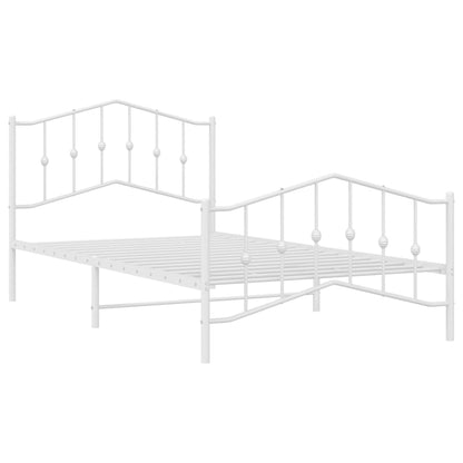 Estrutura de cama com cabeceira e pés 100x200 cm metal branco