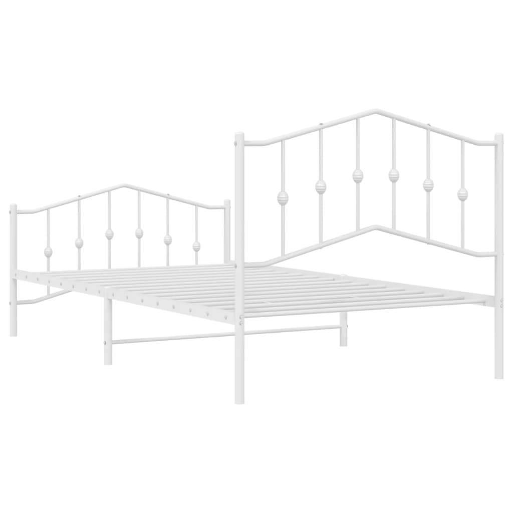 Estrutura de cama com cabeceira e pés 100x200 cm metal branco