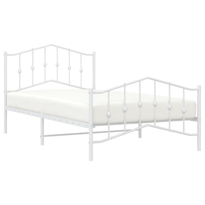 Estrutura de cama com cabeceira e pés 107x203 cm metal branco