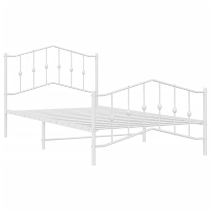 Estrutura de cama com cabeceira e pés 107x203 cm metal branco