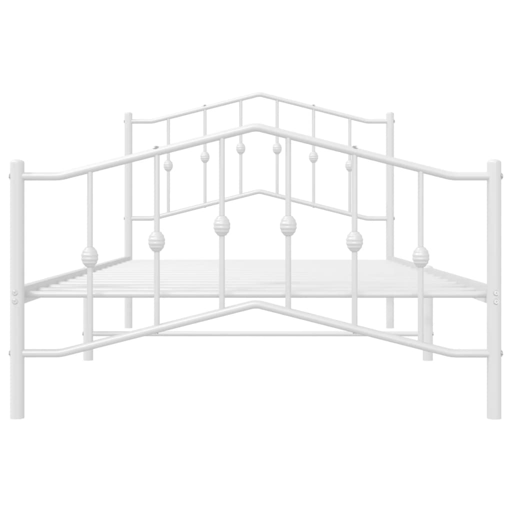 Estrutura de cama com cabeceira e pés 107x203 cm metal branco